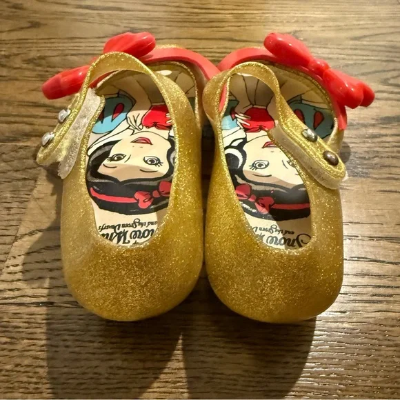 Mini Melissa Snow White Gold and Red Kids Dress Shoes - Picture 3 of 5